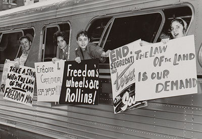 Image of freedom riders on a bus